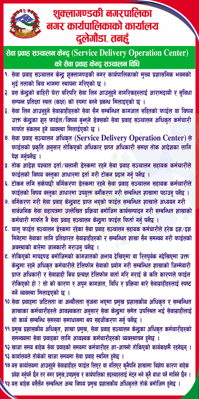 Service Delivery Operation Center Process Shuklagandaki