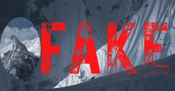 सगरमाथा क्षेत्रमा खिचेकाे हिउँ चितुवाकाे तस्बिर ‘फेक
