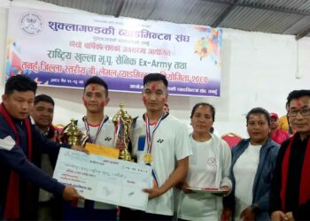 जिल्ला स्तरीय ब्याडमिन्टन प्रतियोगितामा प्रहरी टिम प्रथम