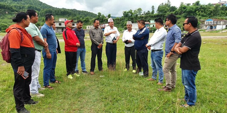 नवौ राष्ट्रिय खेलकुदको लागी मैदान निरीक्षण