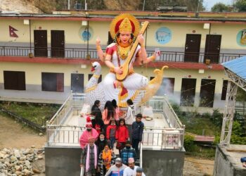 पञ्चमुनिदेवमा सरस्वतीको मुर्ती अनावरण