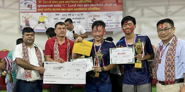 ‘बी लेभल‘ ब्याडमिन्टनमा राई र मगरको जोडी प्रथम